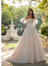 Beaded Lace Tulle Garden Wedding Dress With Detachable Sleeves